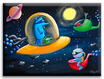 Aliens | Funny Outer Space CANVAS Image