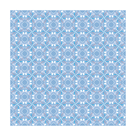 Geometrical art in blue and white.