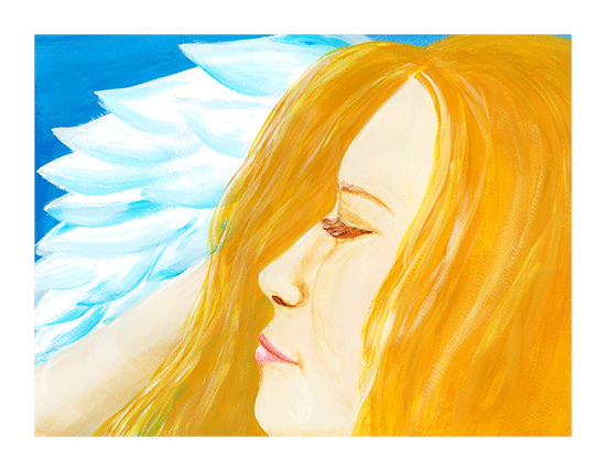 A profile of a sleeping, golden-haired angel.