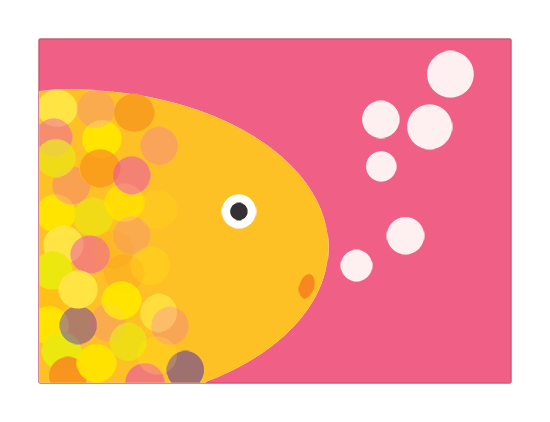 Golden fish. Simple digital art in ornage and pink.