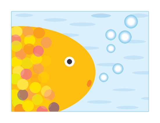 Golden fish. Modern digital art in blue and orange.