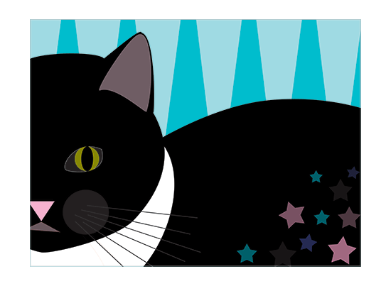 Stray Cat. Simple digital art in blue and black.
